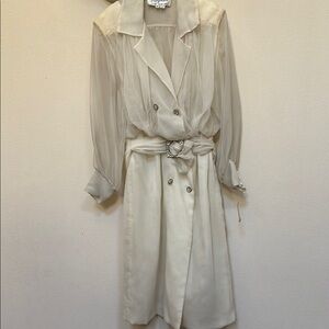 Vintage Cream Double-Breasted Dress by Mignon.